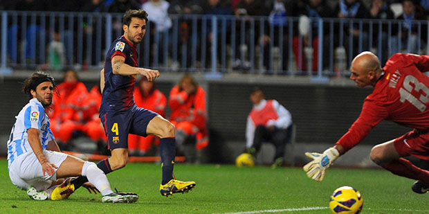 Malaga vs Barcelona Cesc Fabregas goal